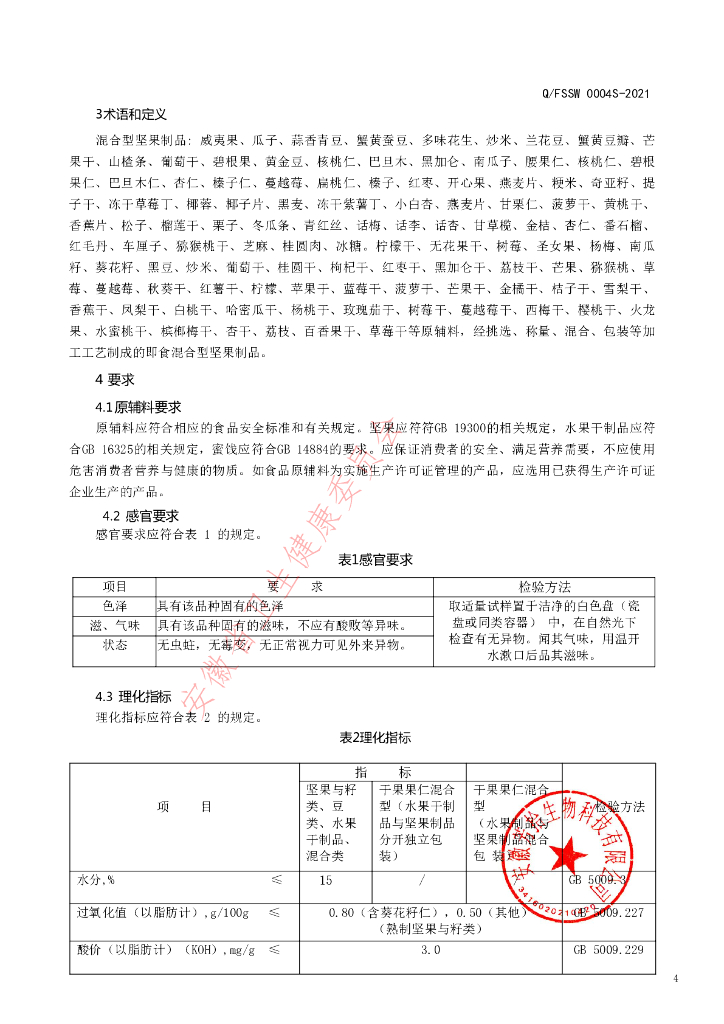 Q/FSSW 0004S-2021 标准预览
