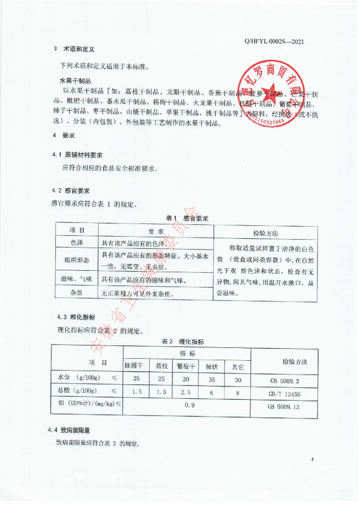 Q/HFYL 0002S-2021 标准预览