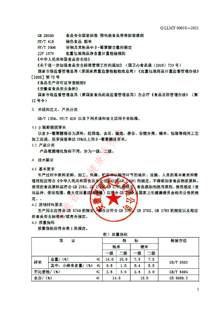 Q/LLMY 0003S-2021 标准预览