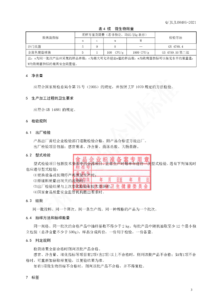 Q/JLJL 0049S-2021 标准预览