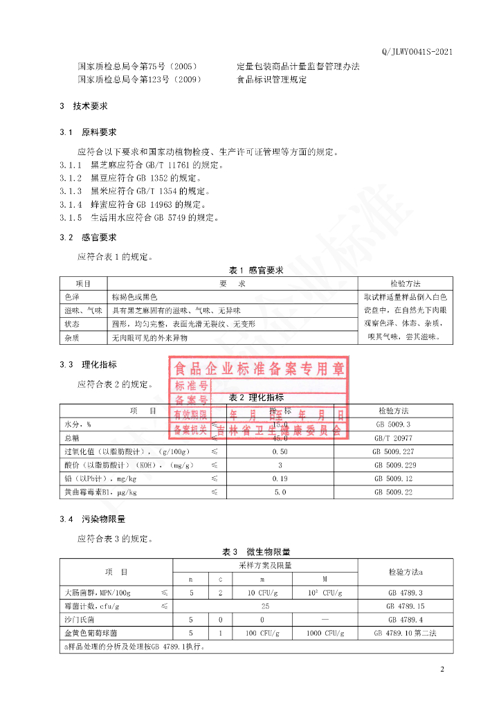 Q/JLWY 0041S-2021 标准预览