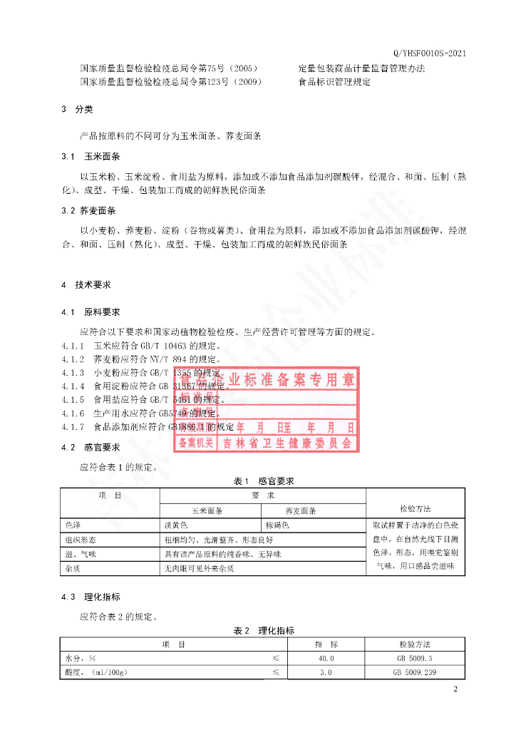 Q/YHSF 0010S-2021 标准预览