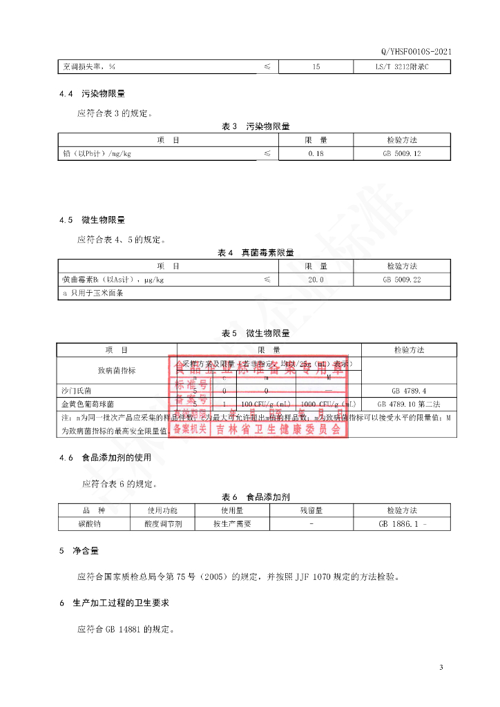 Q/YHSF 0010S-2021 标准预览