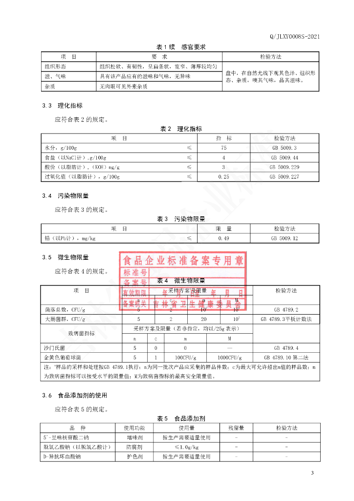 Q/JLXY 0008S-2021 标准预览