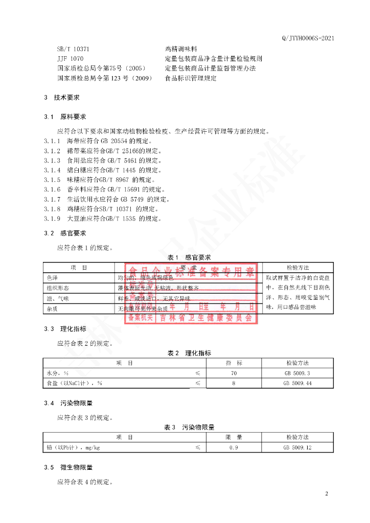 Q/JYYH 0006S-2021 标准预览