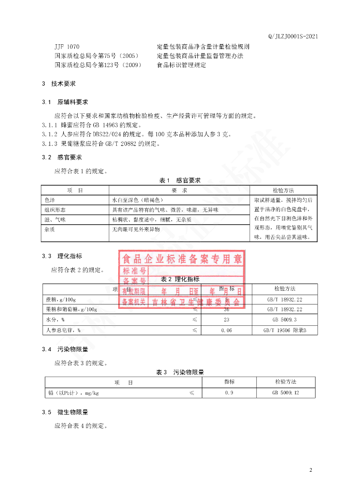 Q/JLZJ 0001S-2021 标准预览