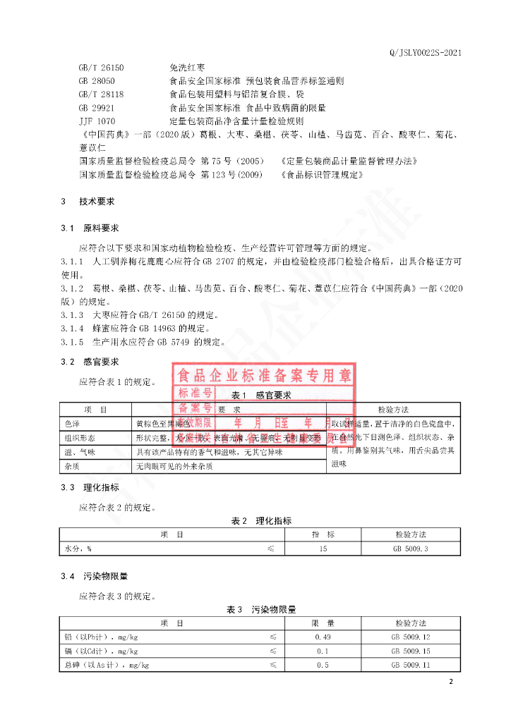 Q/JSLY 0022S-2021 标准预览