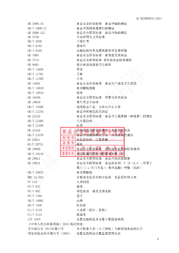 Q/JHJH 0003S-2021 标准预览