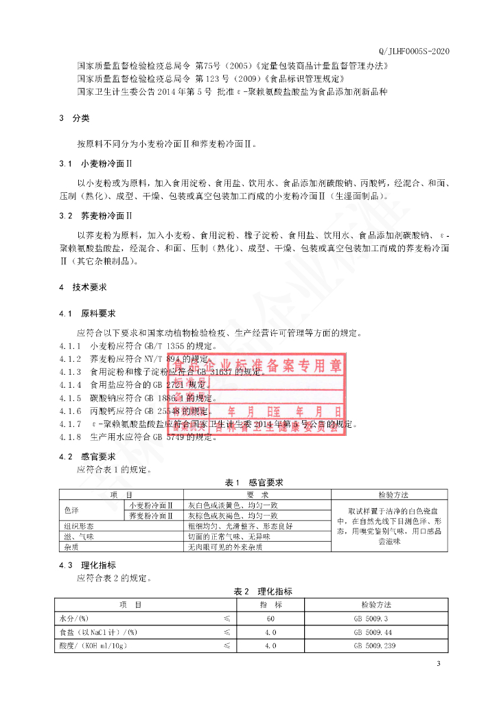 Q/JLHF 0005S-2020 标准预览