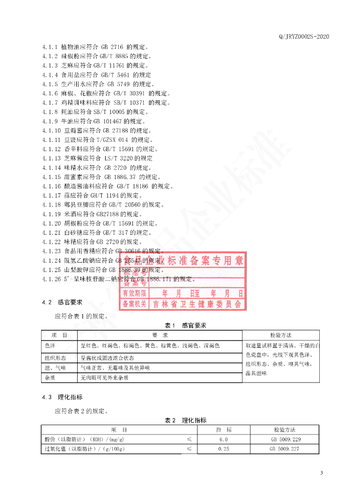 Q/JRYZ 0002S-2020 标准预览