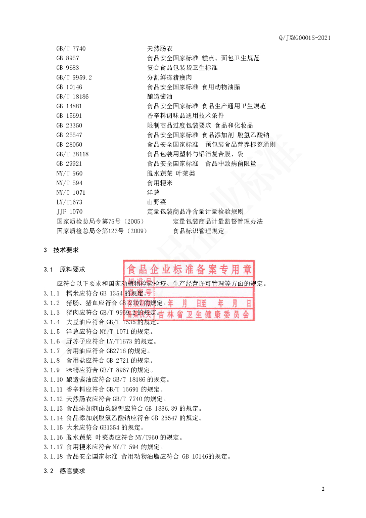 Q/JXMG 0001S-2021 标准预览