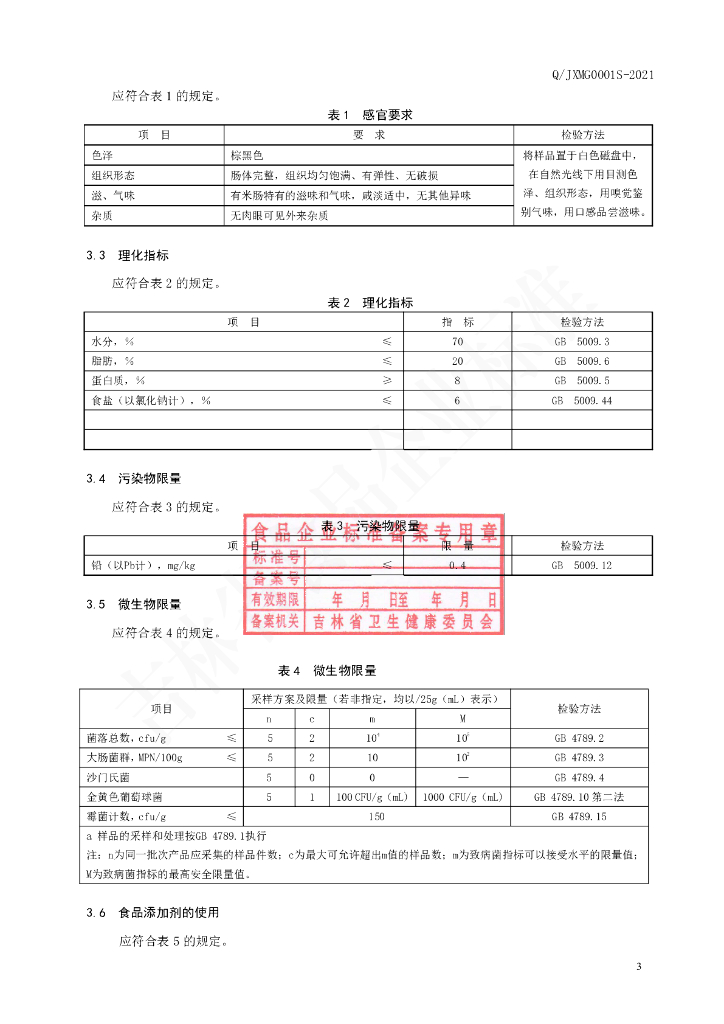 Q/JXMG 0001S-2021 标准预览