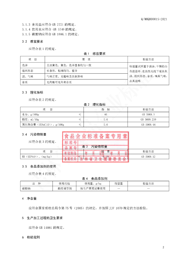 Q/MHQH 0001S-2021 标准预览