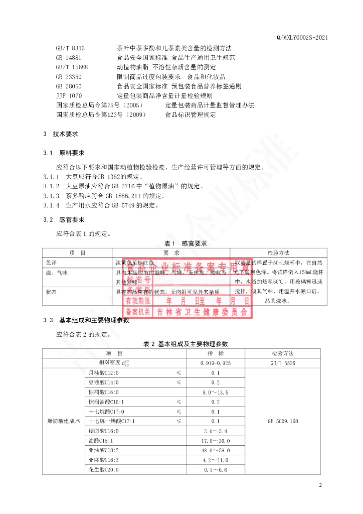 Q/MXLY 0002S-2021 标准预览