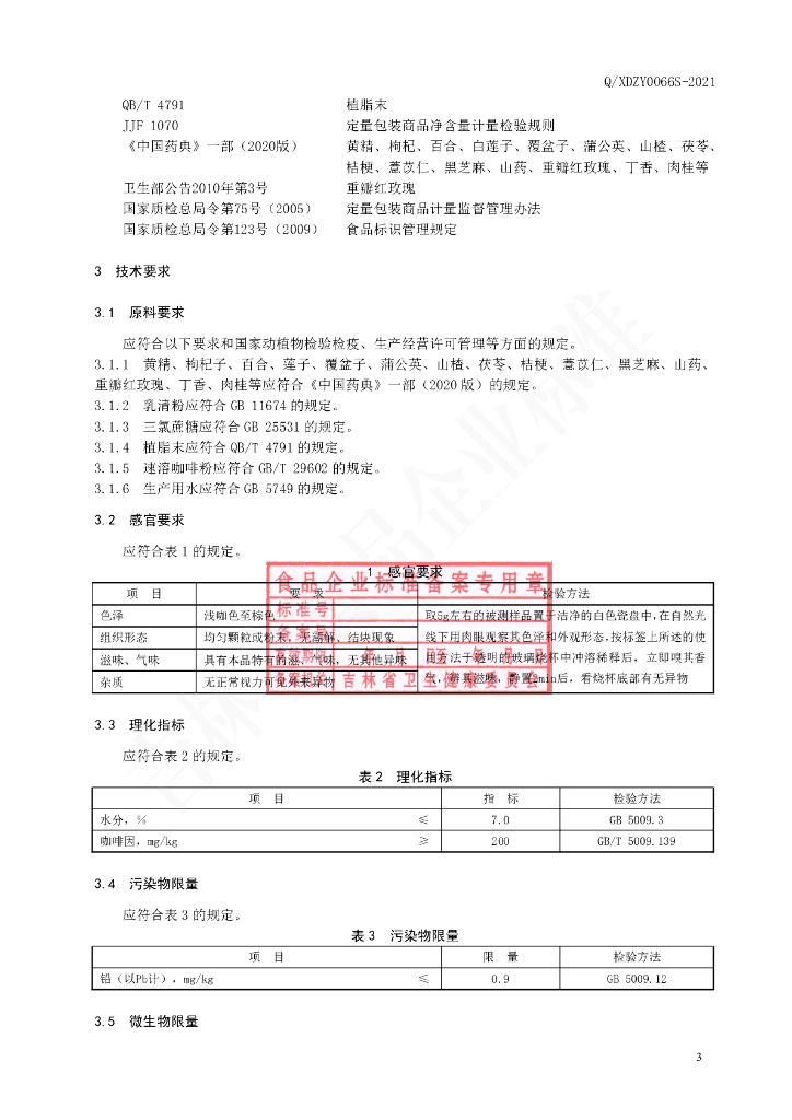 Q/XDZY 0066S-2021 标准预览