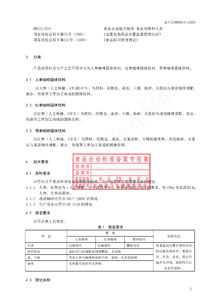 Q/CJCH 0001S-2020 标准预览