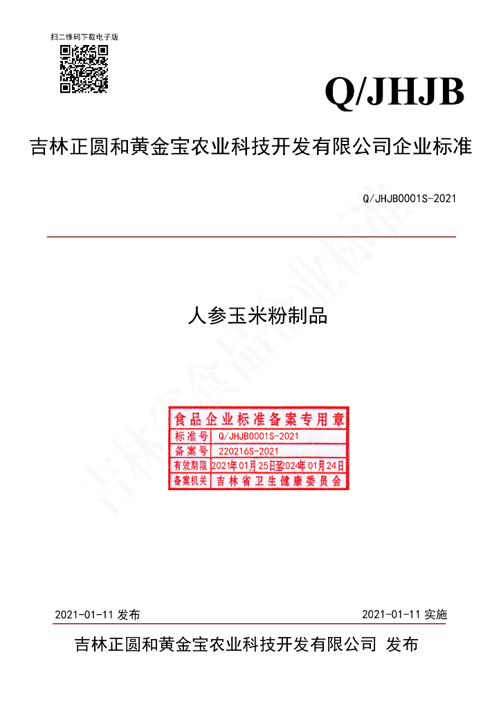 Q/JHJB 0001S-2021 标准预览