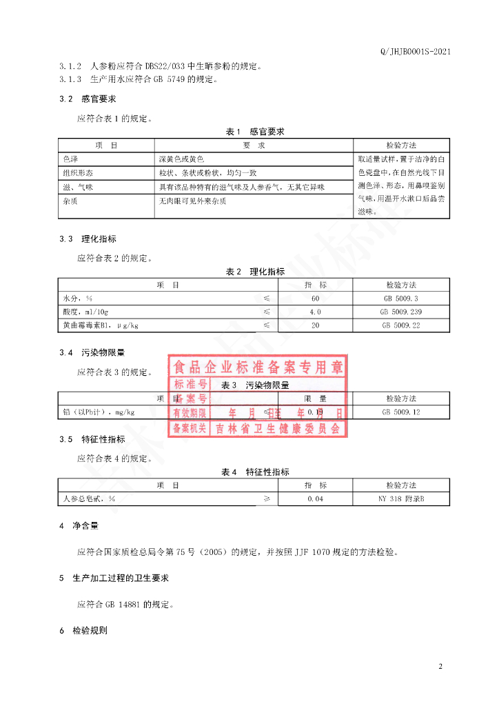 Q/JHJB 0001S-2021 标准预览