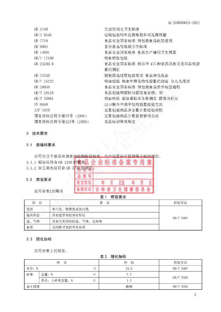 Q/JLHN 0002S-2021 标准预览