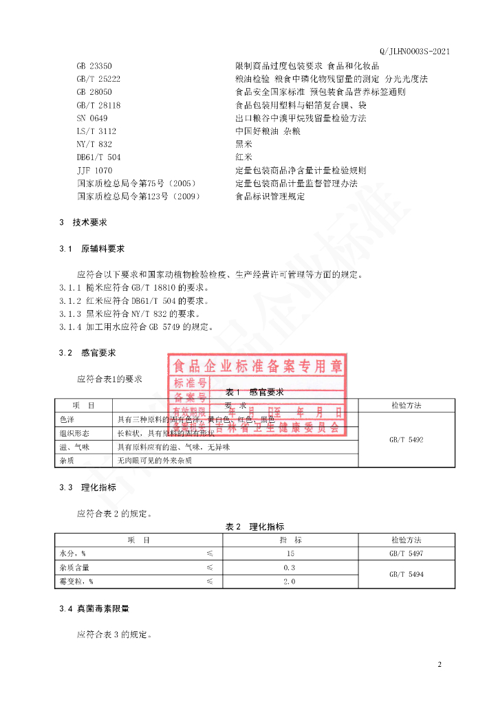 Q/JLHN 0003S-2021 标准预览