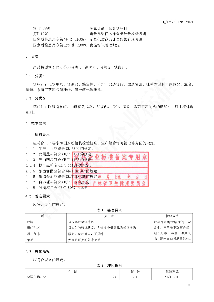 Q/LYSP 0009S-2021 标准预览