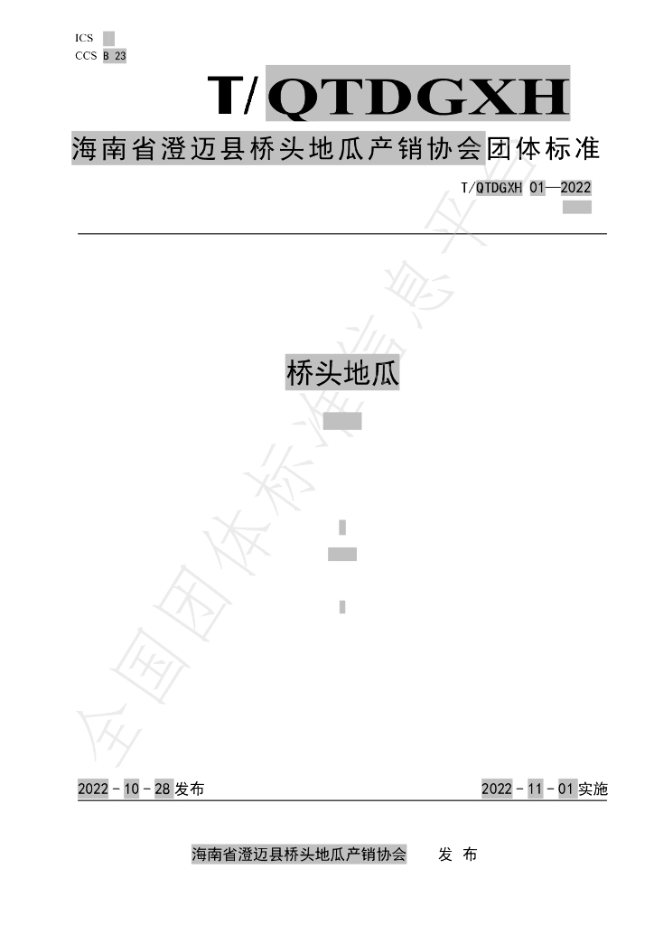 T/QTDGXH 01-2022 标准预览