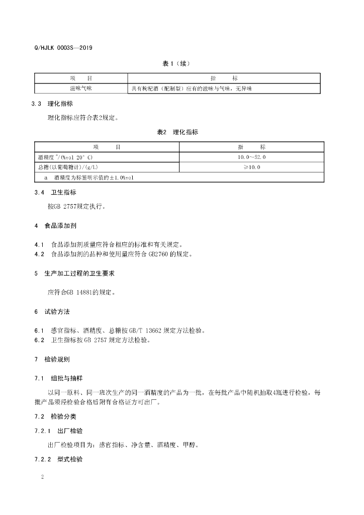 Q/HJLK 0003S-2019 标准预览