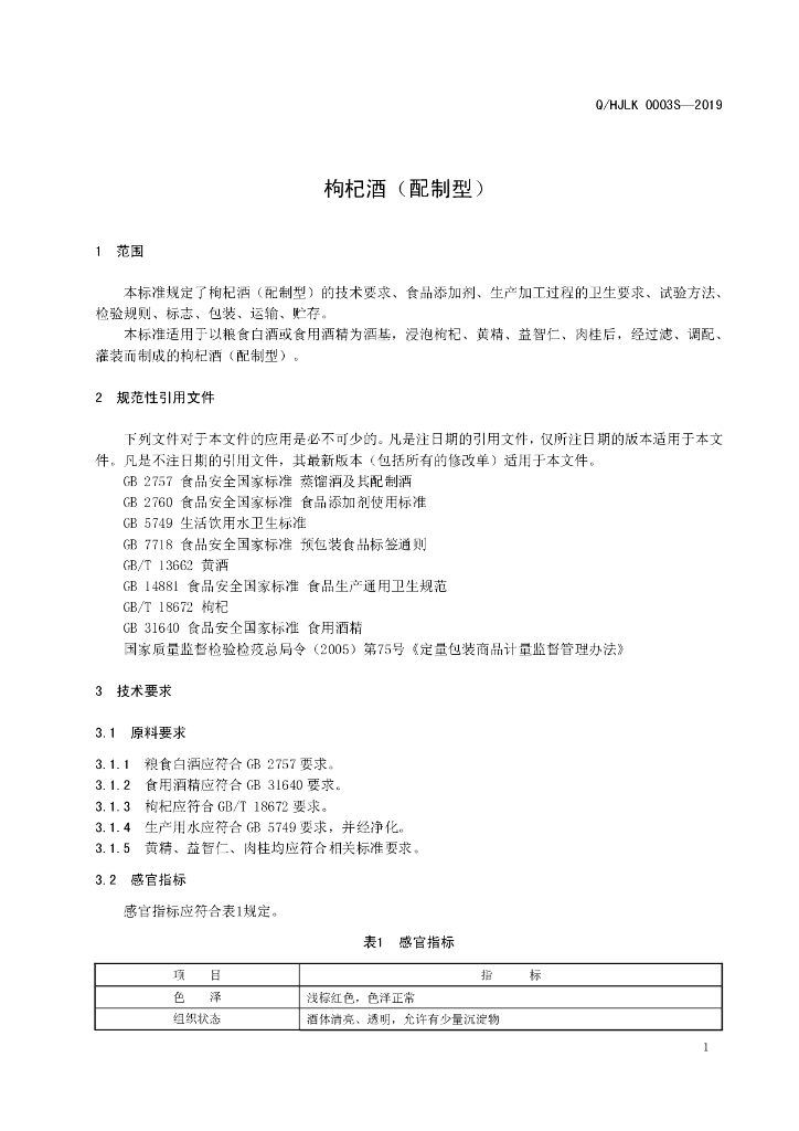 Q/HJLK 0003S-2019 标准预览