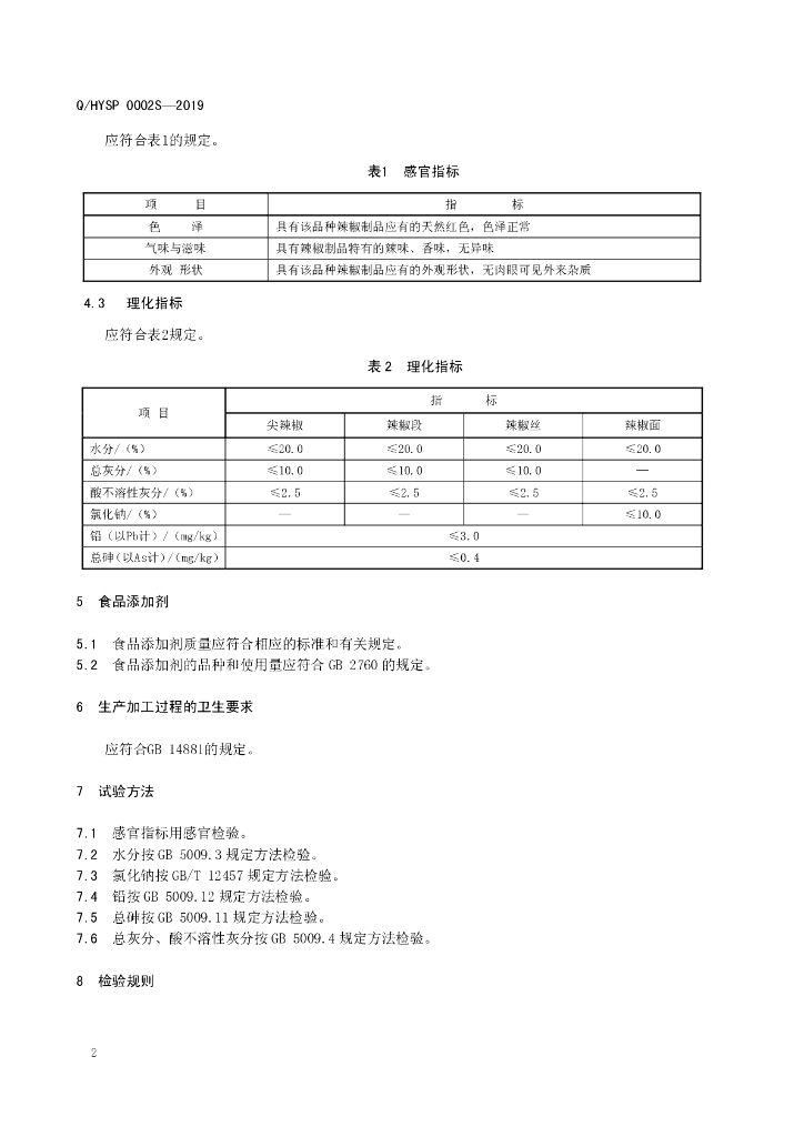 Q/HYSP 0002S-2019 标准预览