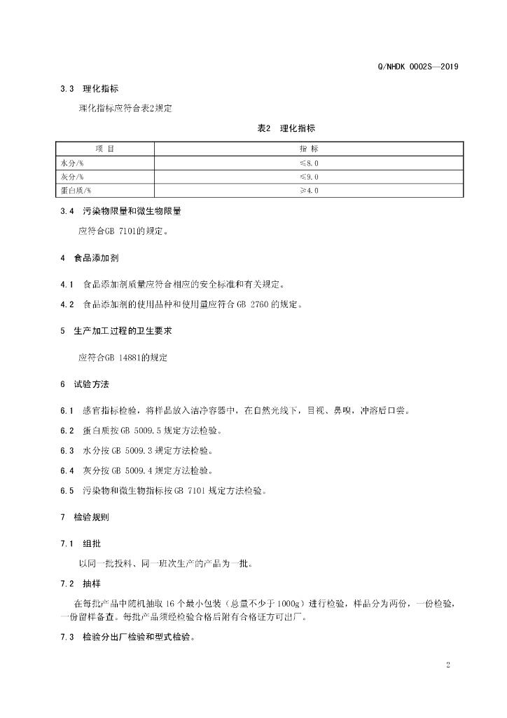 Q/NHDK 0002S-2019 标准预览