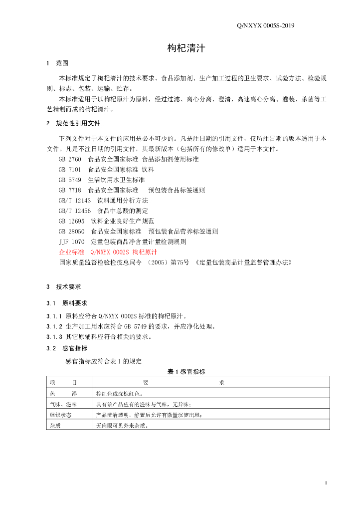 Q/NXYX 0005S-2019 标准预览