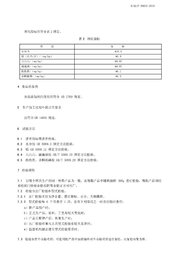 Q/QLSP 0003S-2019 标准预览