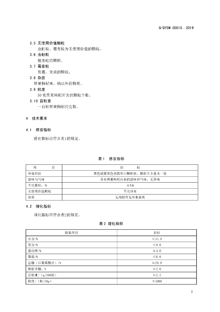 Q/QYSM 0001S-2019 标准预览