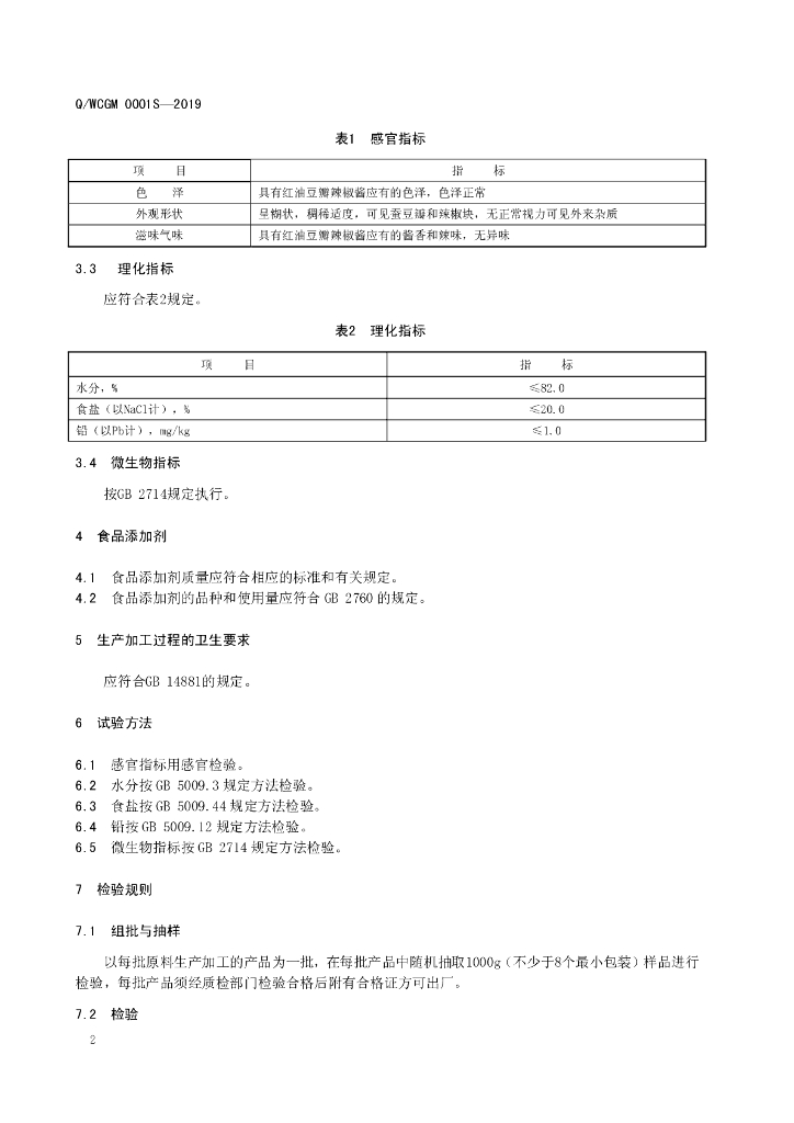 Q/WCGM 0001S-2019 标准预览
