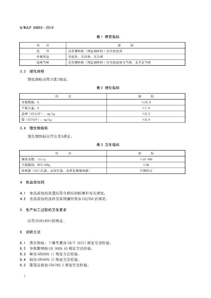 Q/WJLP 0005S-2019 标准预览