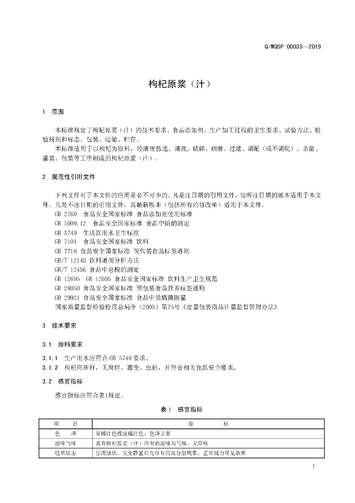 Q/WQSP 0003S-2019 标准预览