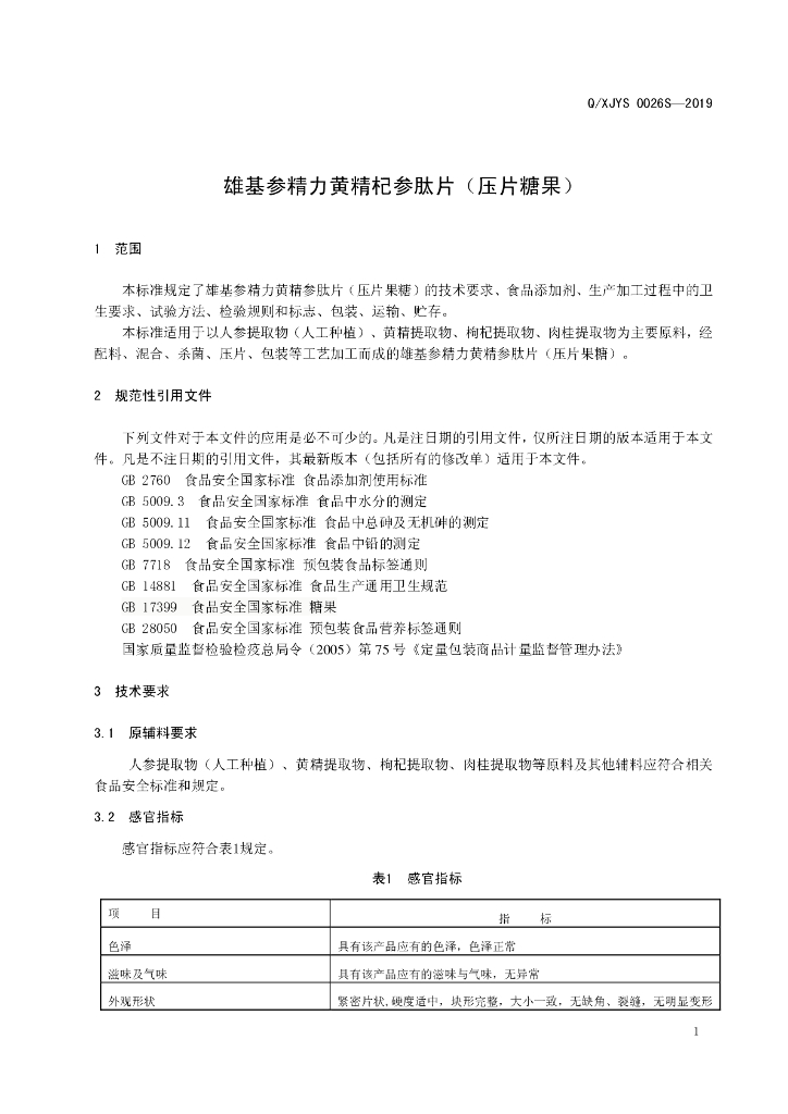Q/XJYS 0026S-2019 标准预览