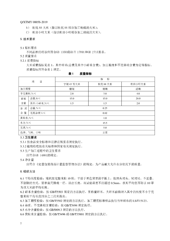 Q/XTMY 0005S-2019 标准预览