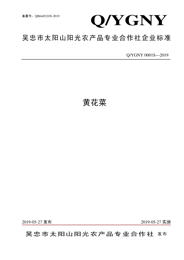 Q/YGNY 0001S-2019 标准预览