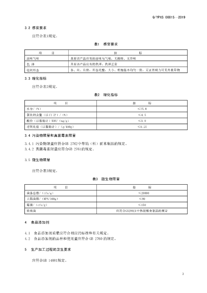 Q/YPXS 0001S-2019 标准预览