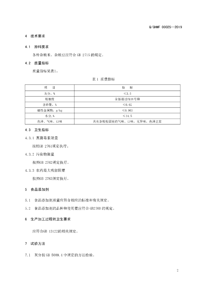 Q/GHMF 0002S-2019 标准预览