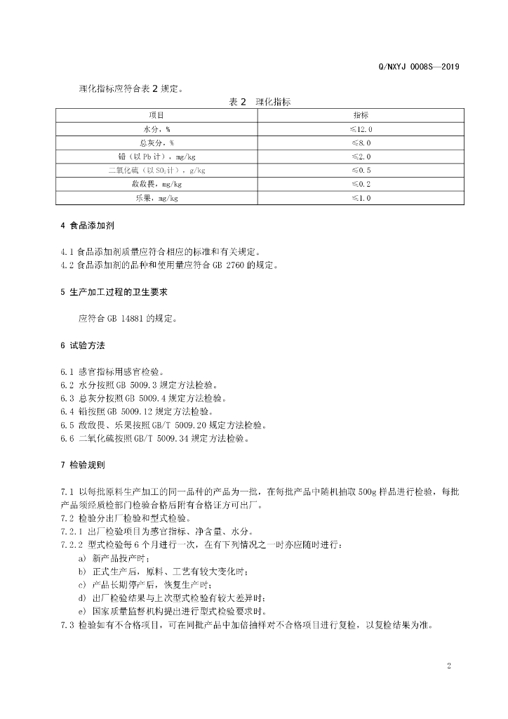 Q/NXYJ 0008S-2019 标准预览