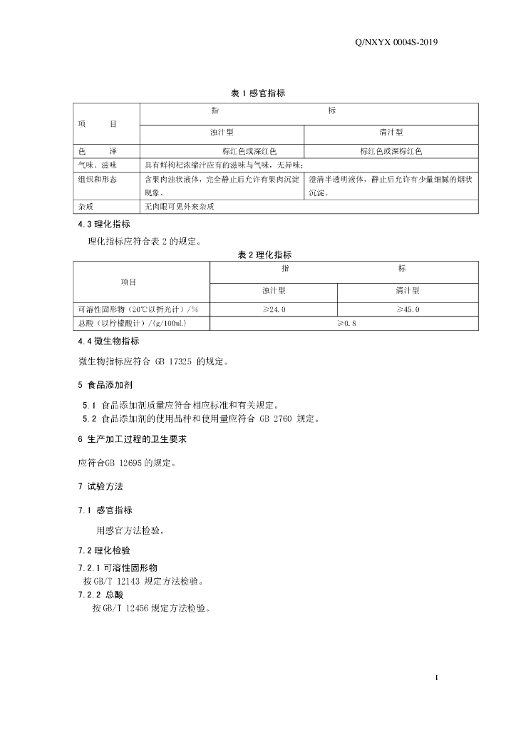 Q/NXYX 0004S-2019 标准预览
