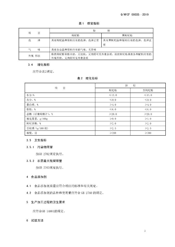 Q/NYCF 0003S-2019 标准预览