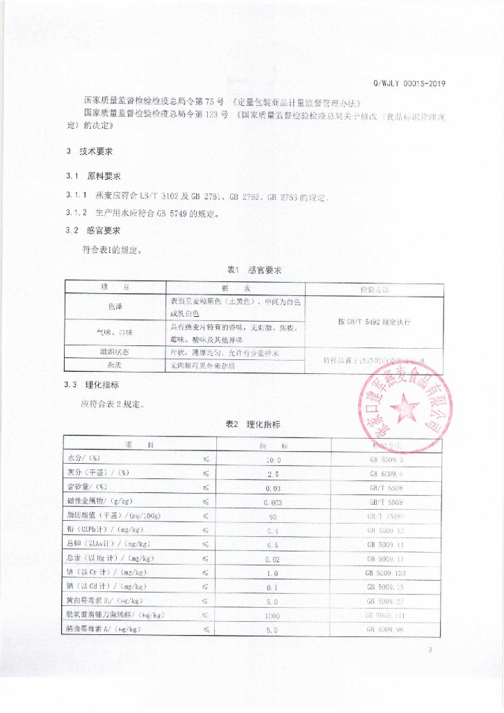 Q/WJLY 0001S-2019 标准预览