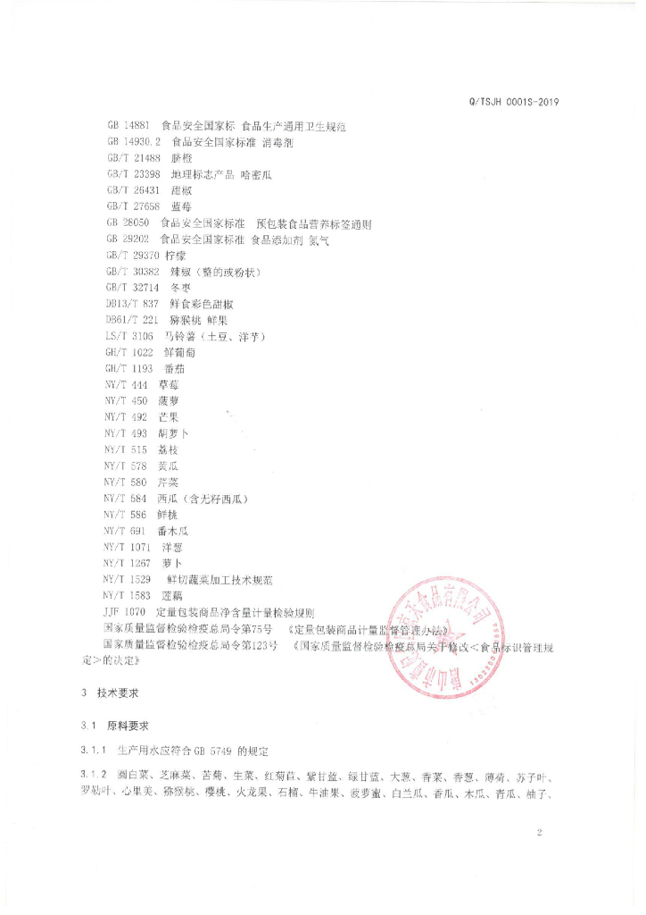 Q/TSJH 0001S-2019 标准预览