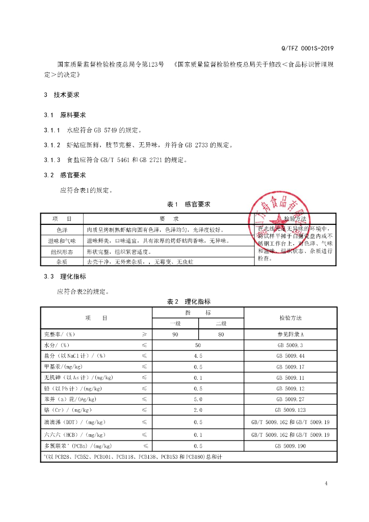 Q/TFZ 0001S-2019 标准预览