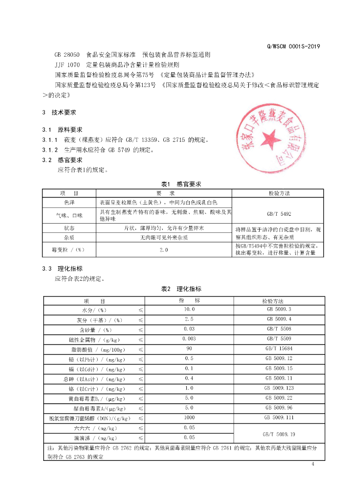 Q/WSCM 0001S-2019 标准预览