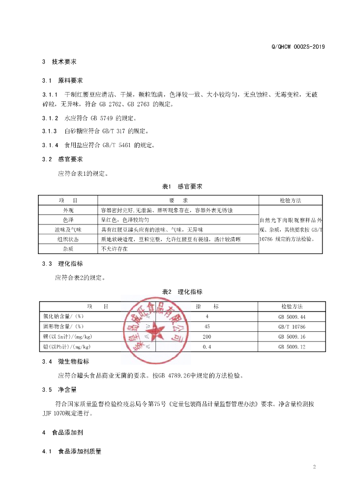 Q/QHCW 0002S-2019 标准预览
