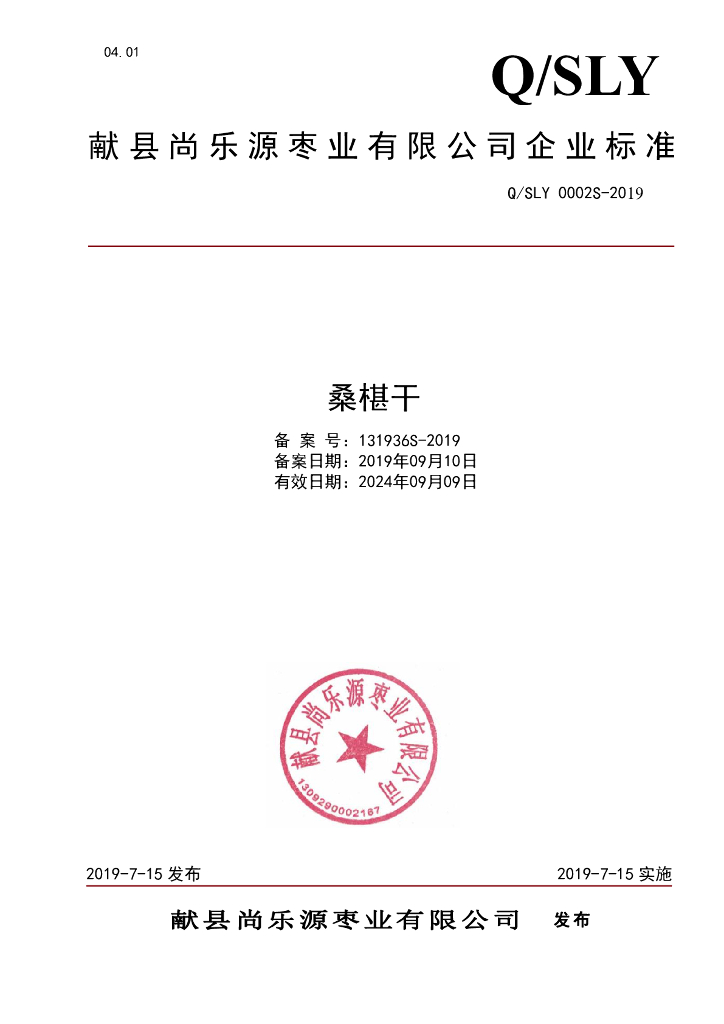 Q/SLY 0002S-2019 标准预览